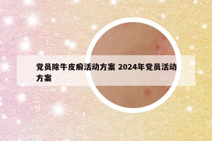 党员除牛皮癣活动方案 2024年党员活动方案